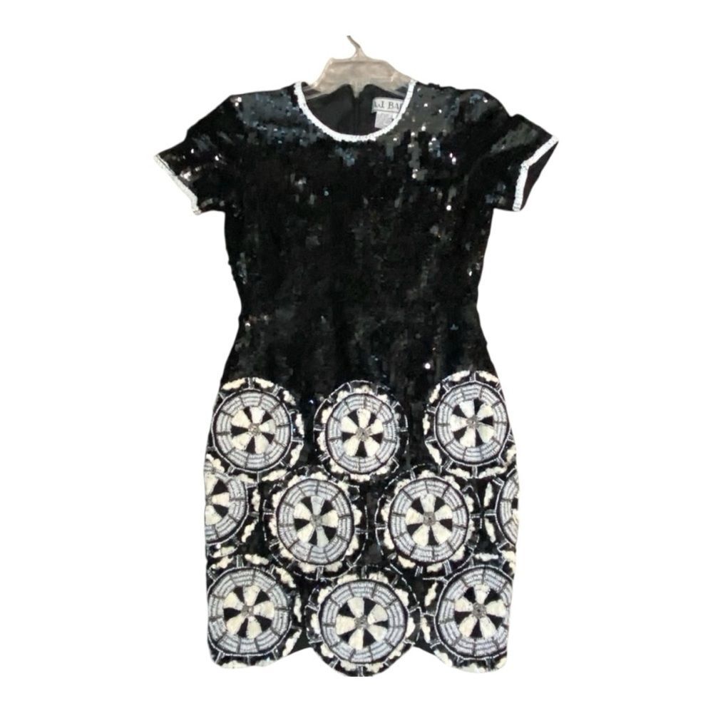 Vintage A.J. Bari Black and White Sequin Dress -- NEW WITH TAGS
